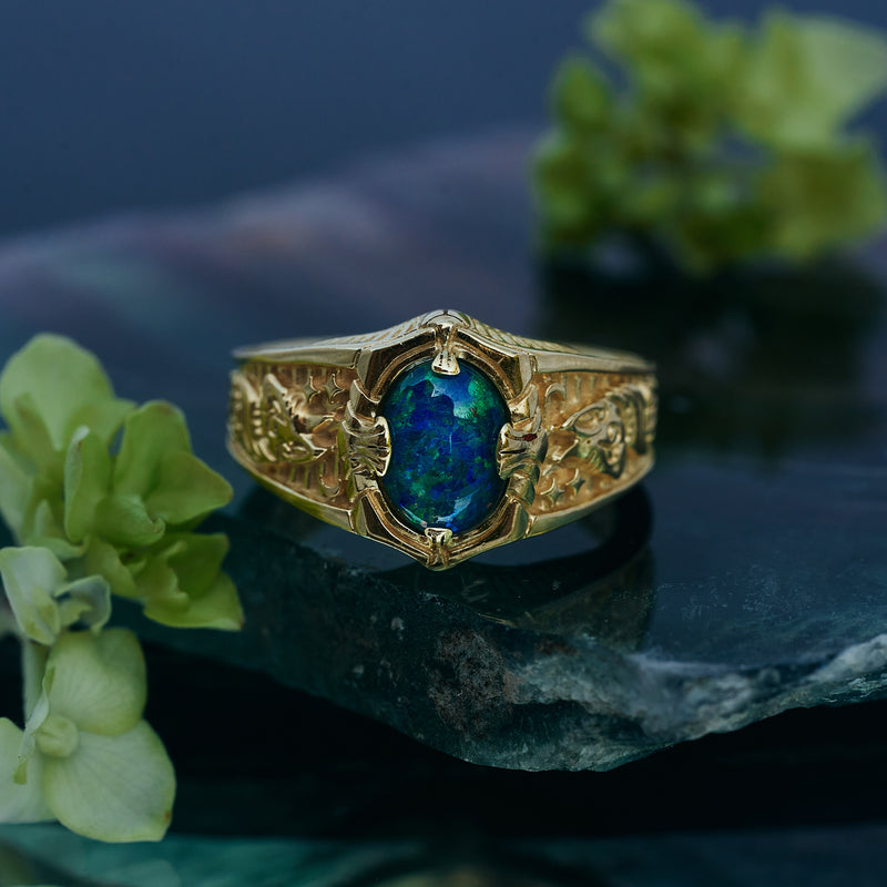 Gold Opal Engagement Ring "Egypt Tale"