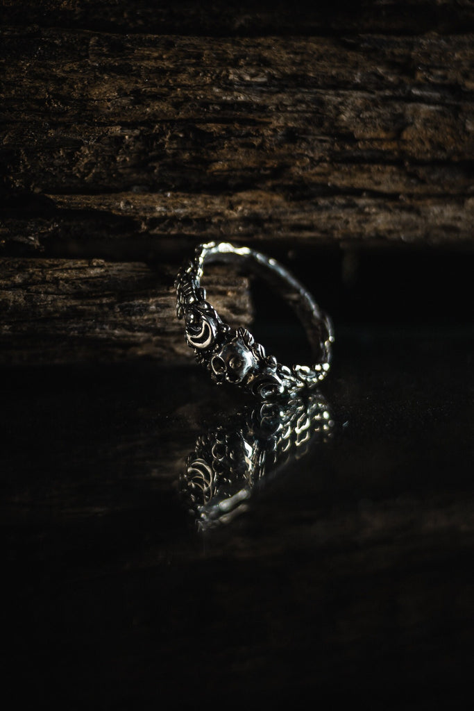 Sterling Silver Skull Floral Ring “Florie”