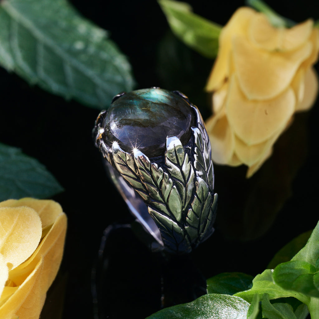 Statement Labradorite ring for women