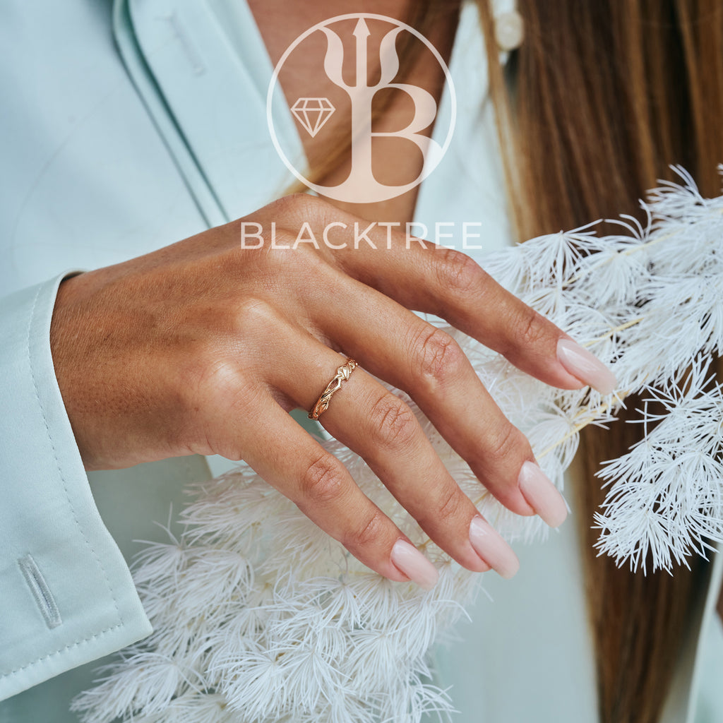 Solid Gold Wedding Boho Floral Ring "Louise"