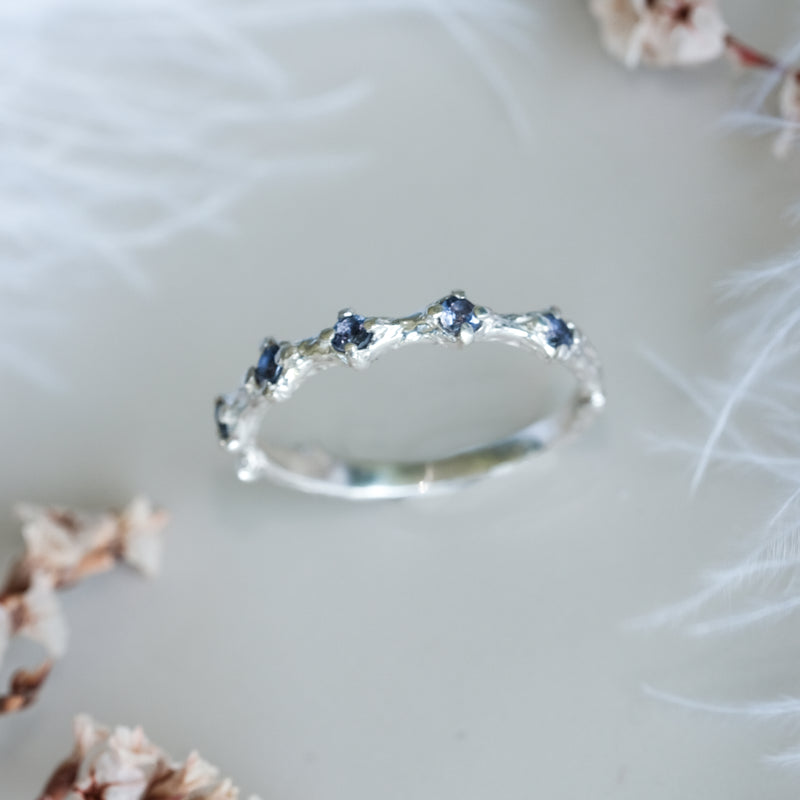 Blue Sapphire Wedding Band Blossom