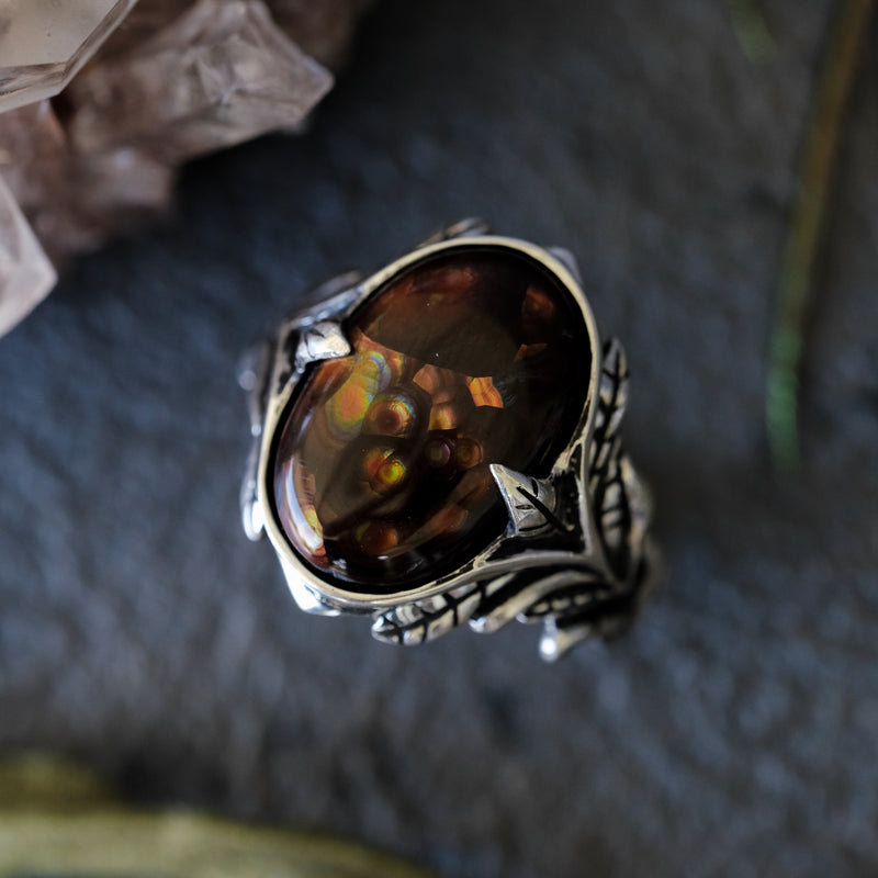 HandMade Sterling Silver Fire Agate Statement Ring "Lore"