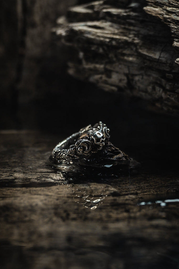 Sterling Silver Skull Floral Ring “Florie”