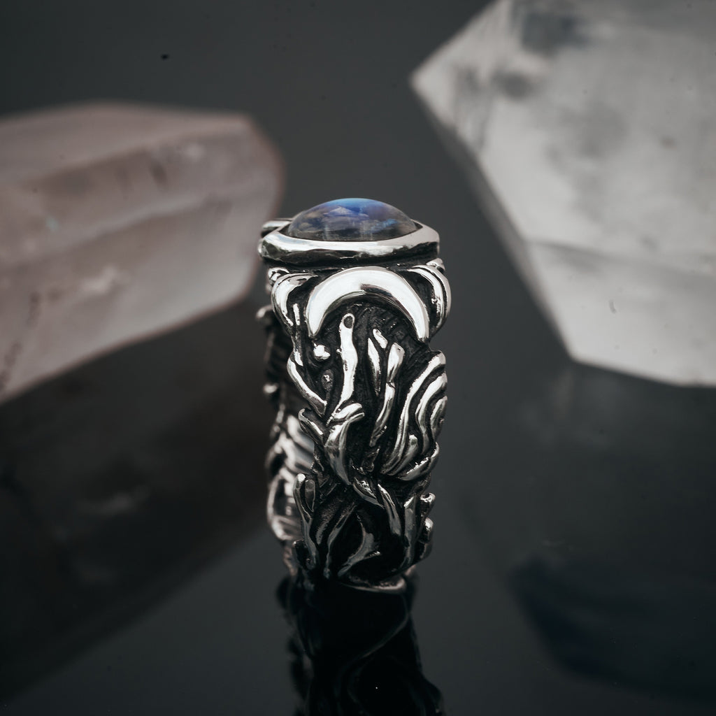 Triple Moon Moonstone Men's ring