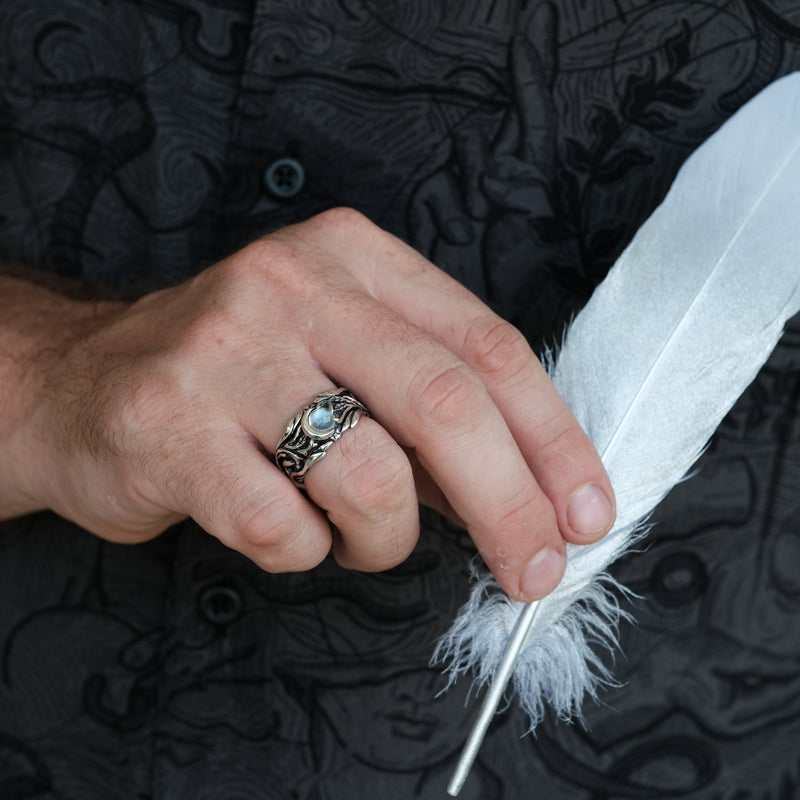 Celestial Moonstone Mens ring "Luna"