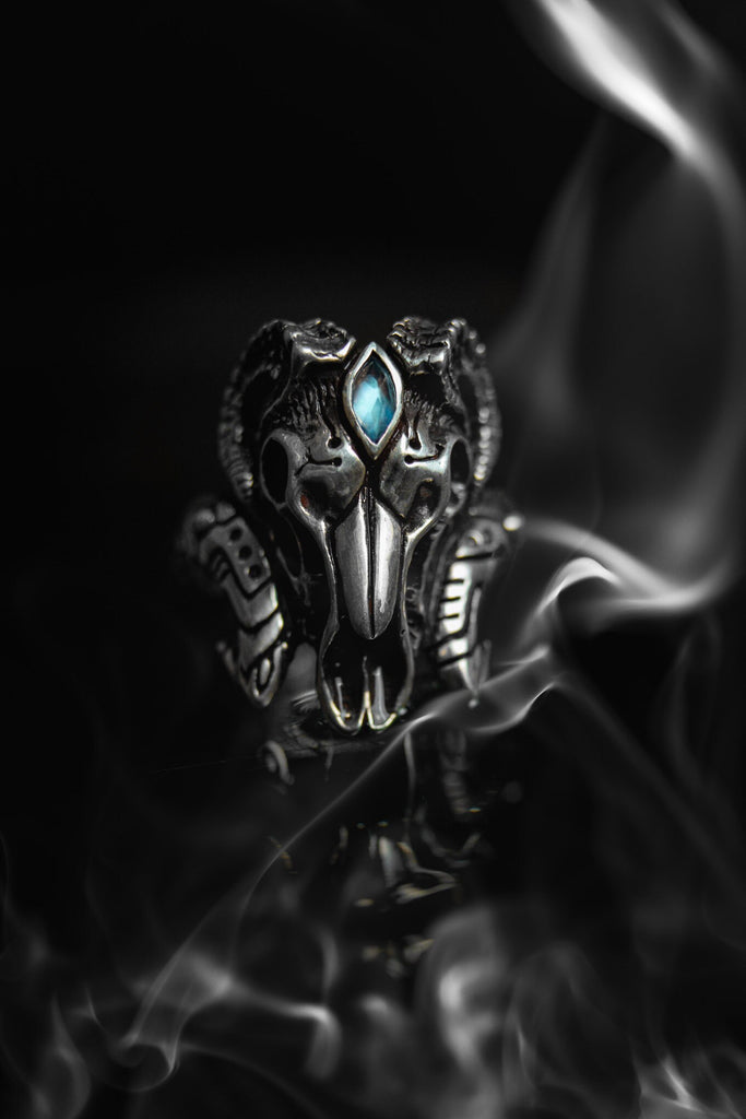 Sterling Silver Skull Moonstone ring Barong