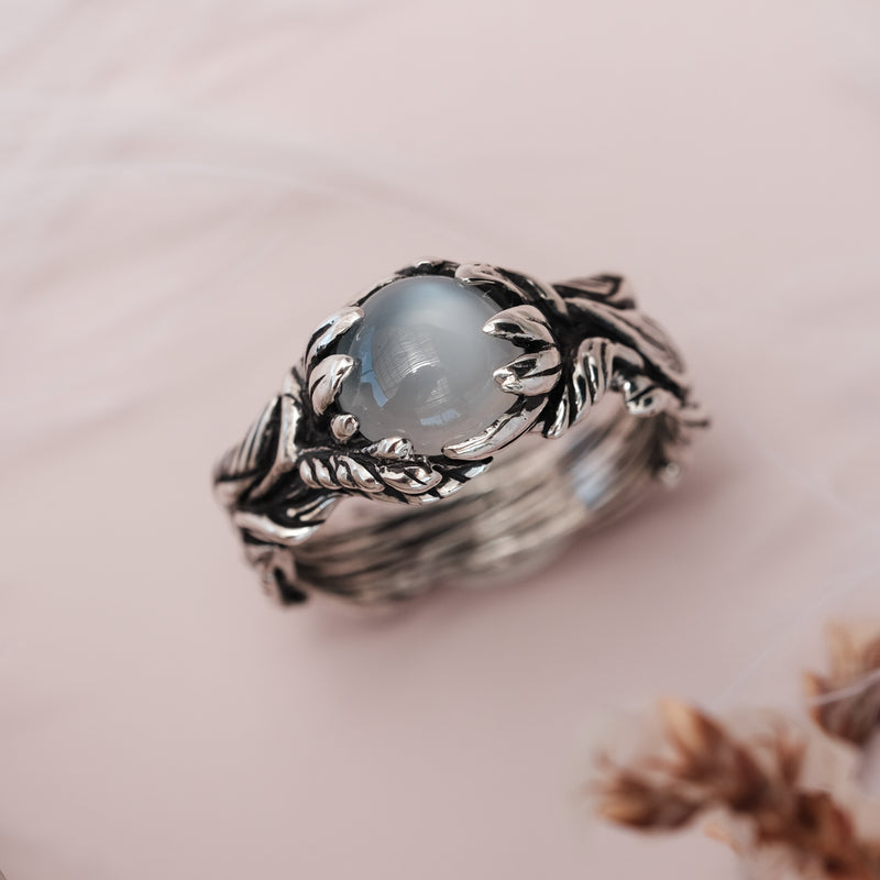 Sterling Silver Floral Moonstone Ring "Margot"