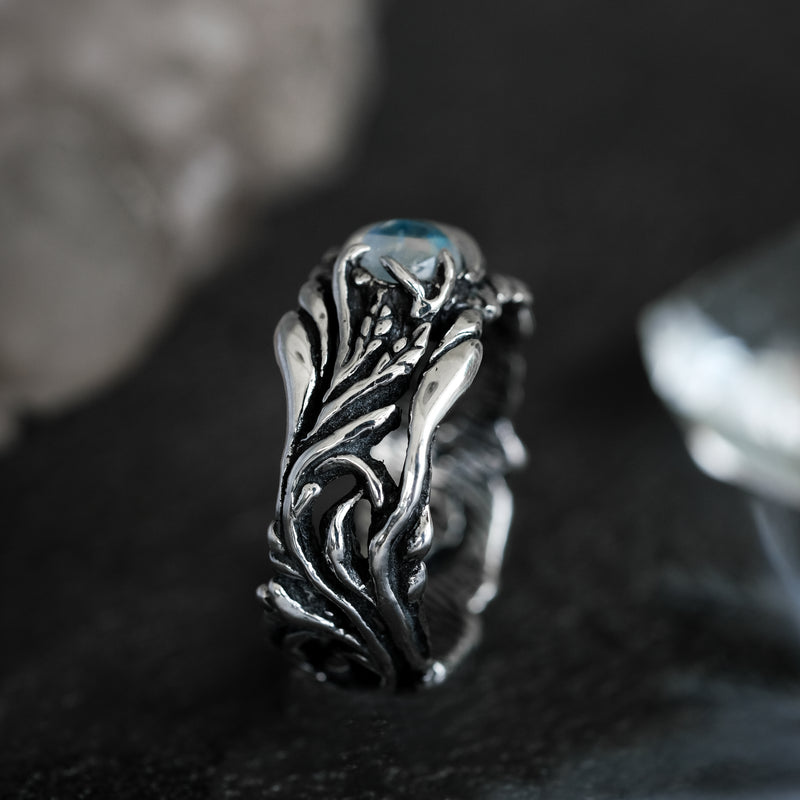 Silver Floral Ring "Luna" BlackTreeLab