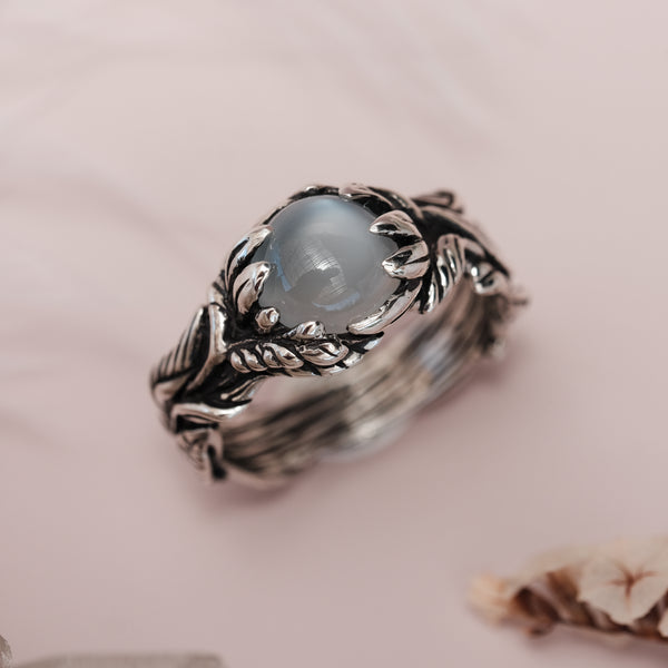 Sterling Silver Floral Moonstone Ring "Margot"