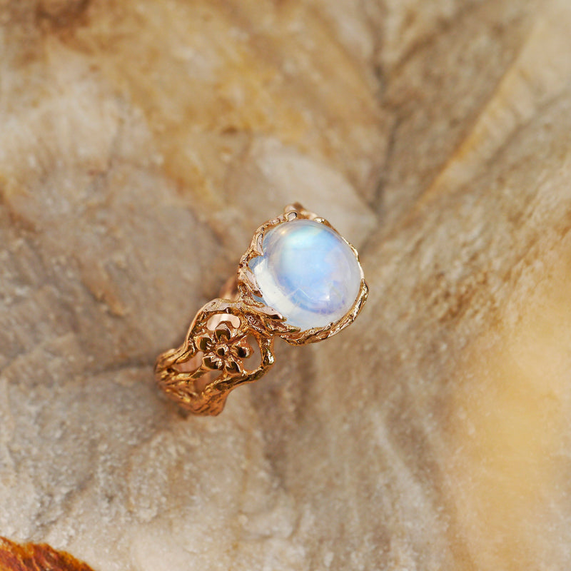 Engagement Gold Ring with Moonstone