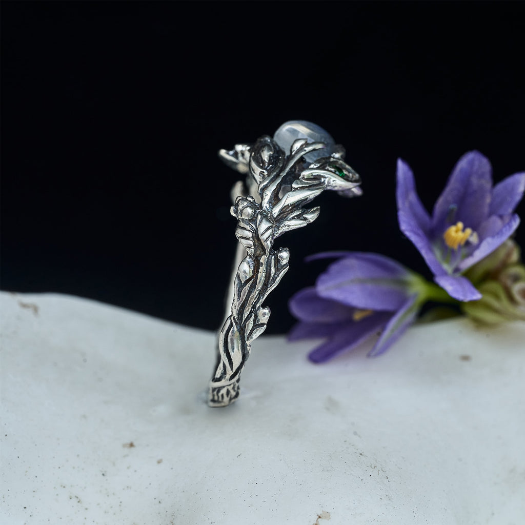 Rainbow Moonstone Engagement Ring "Ines"
