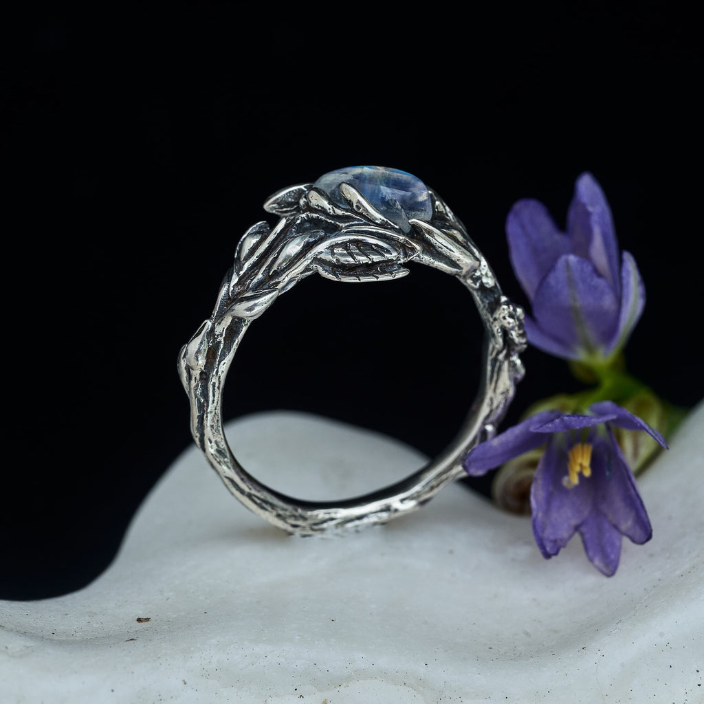 Rainbow Moonstone Engagement Ring "Ines"
