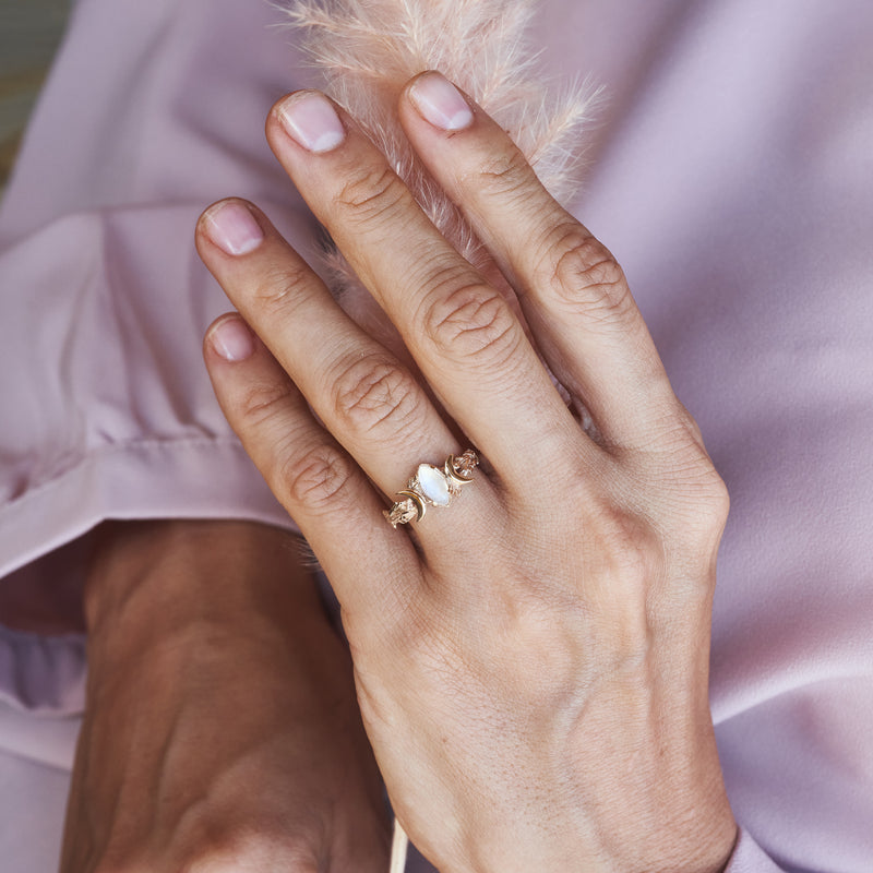 Celestial Gold Ring "Soma" on hand