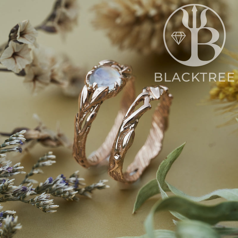 Engagement Gold Moonstone Ring set "Louise"