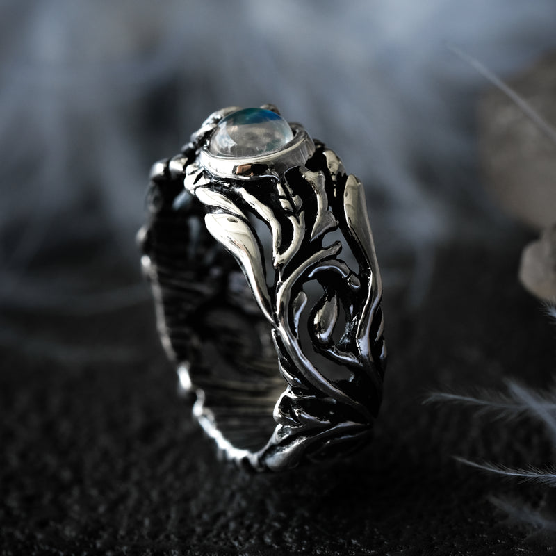 Crescent Moon Ring for men "Silver"