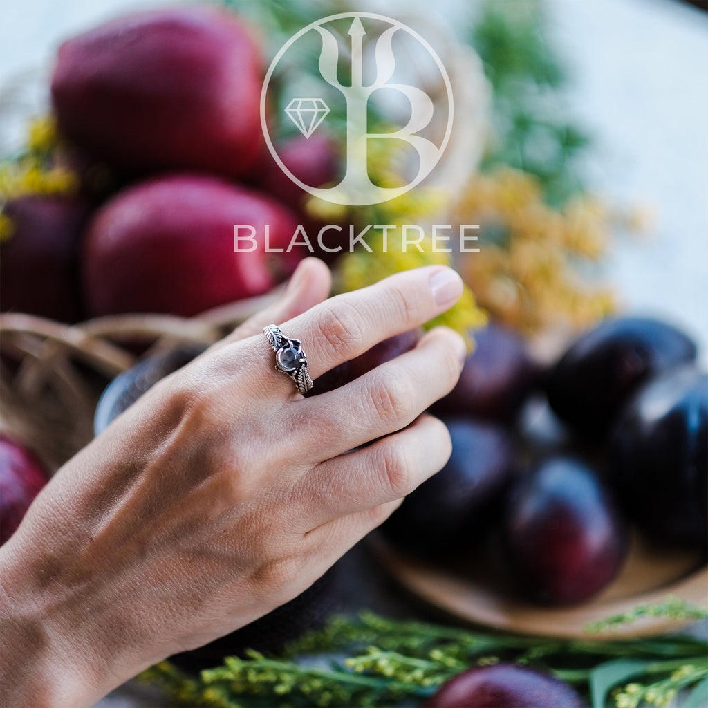 Moss Agate  Ring "Linda" by BlackTreeLab