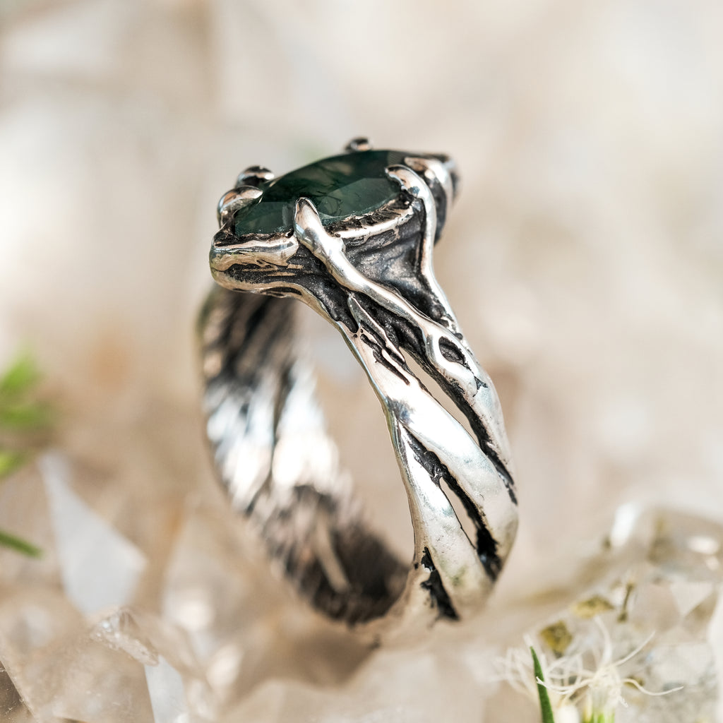 Moss Agate Ring Silver 925