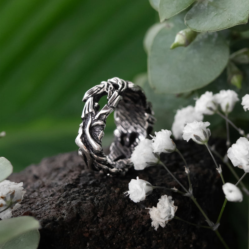 Sterling Silver Moss Agate ring  “Forest”