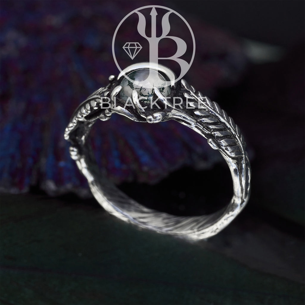 Moss Agate Ring "Linda"