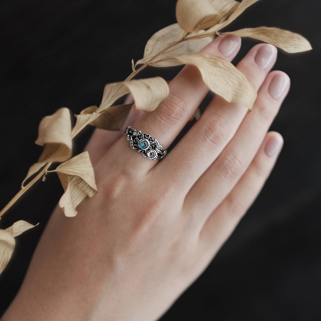 Multi stone ring "Galaxy" on hand by BlackTreeLab