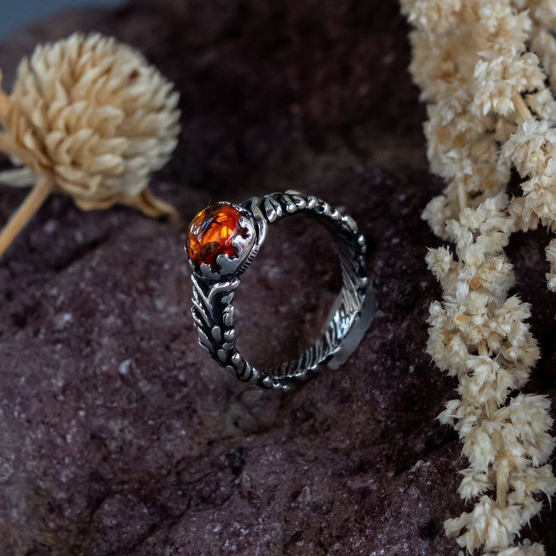 Amber Engagement Silver Ring Ana