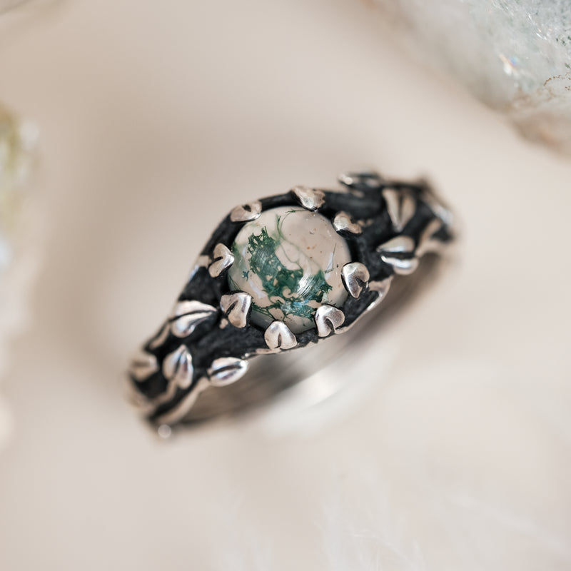 Moss Agate Ring "Ivy"