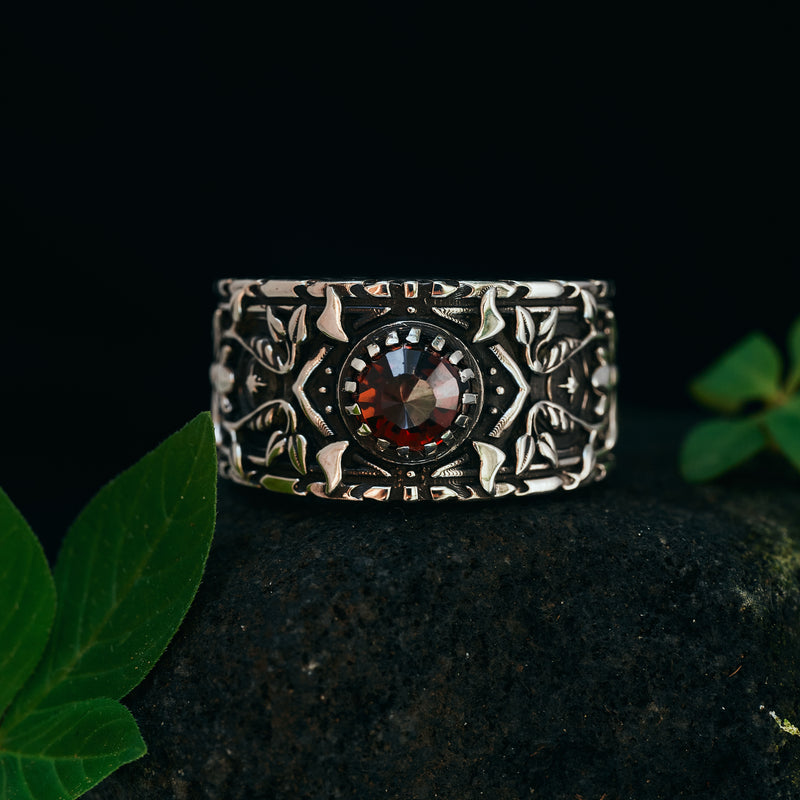 Garnet Sterling Silver Ring