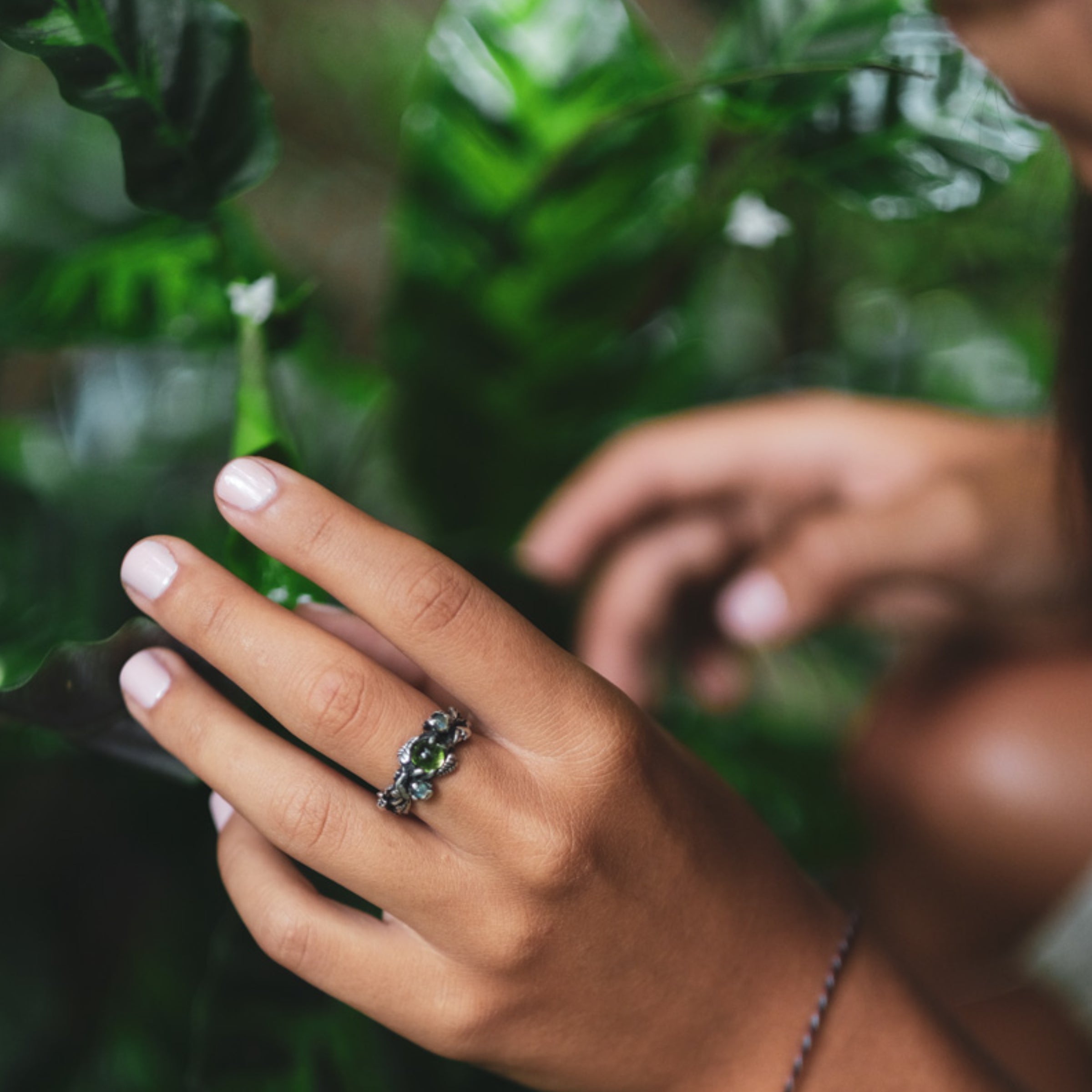 Peridot and Opal ring Angie by BlackTreeLab