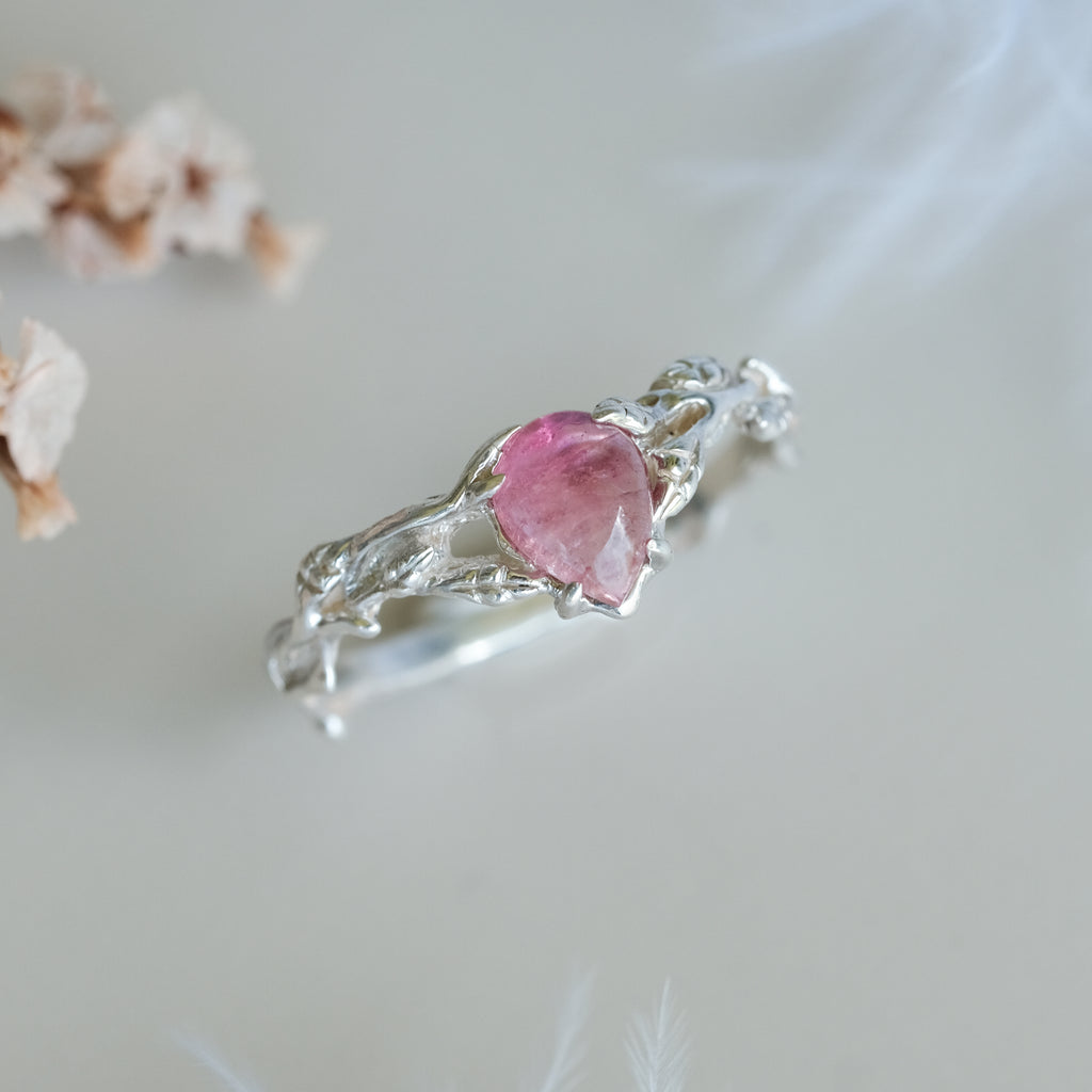 Sterling Silver Pink Tourmaline Ring Blossom