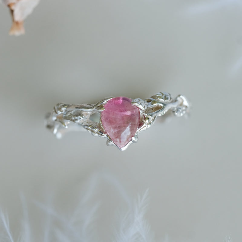 Pink Tourmaline Engagement Gold Ring Blossom