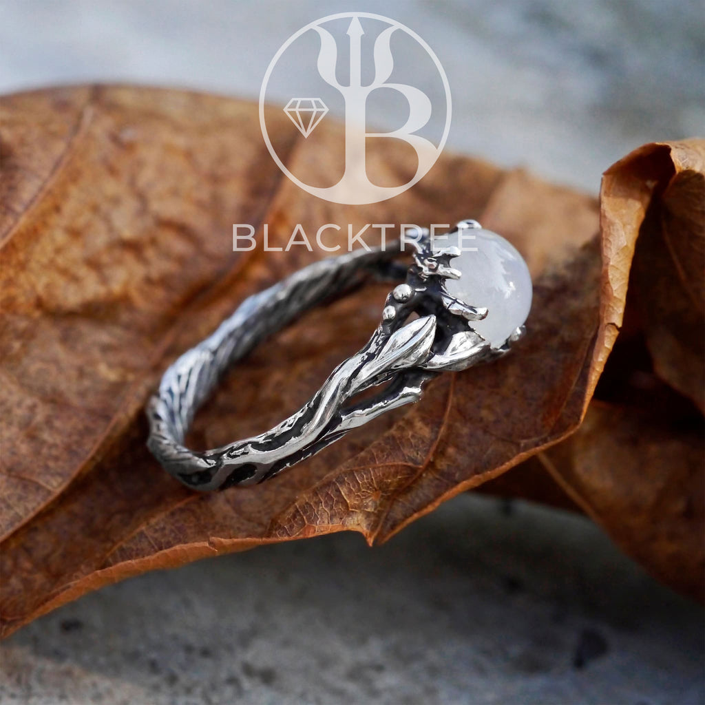 Sterling Silver Rainbow Moonstone Ring "Louise" side