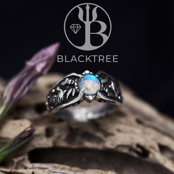 Moonstone engagement ring "Wolf" by BlackTreeLab