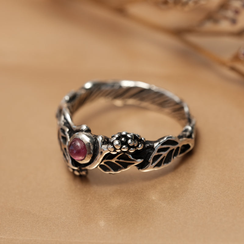 Sterling Silver Red Ruby Mulberry