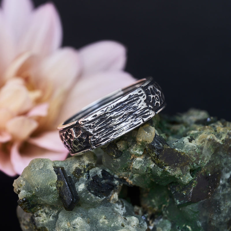 Sterling Silver wedding band with Amethyst