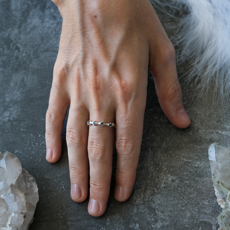 Blue Sapphire Wedding Band Blossom