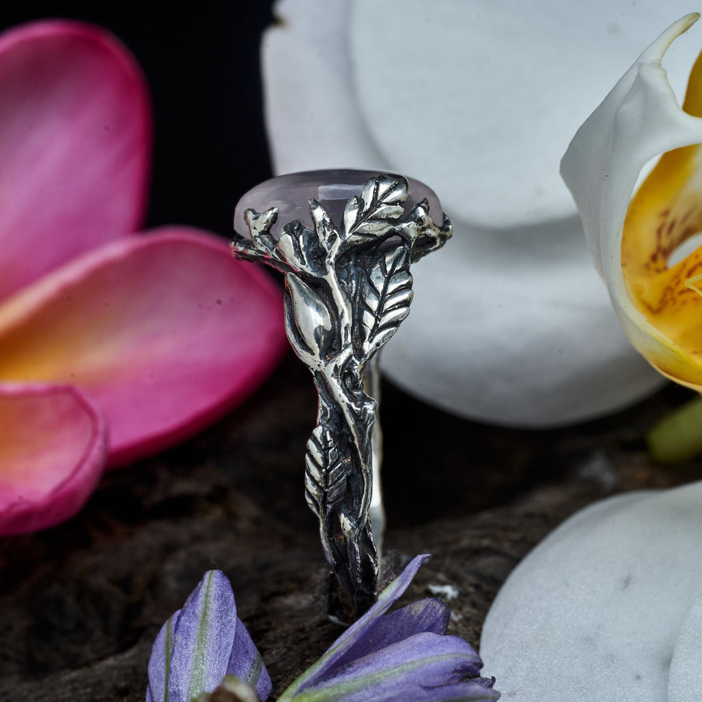 Rose Quartz Silver Ring "Romy"