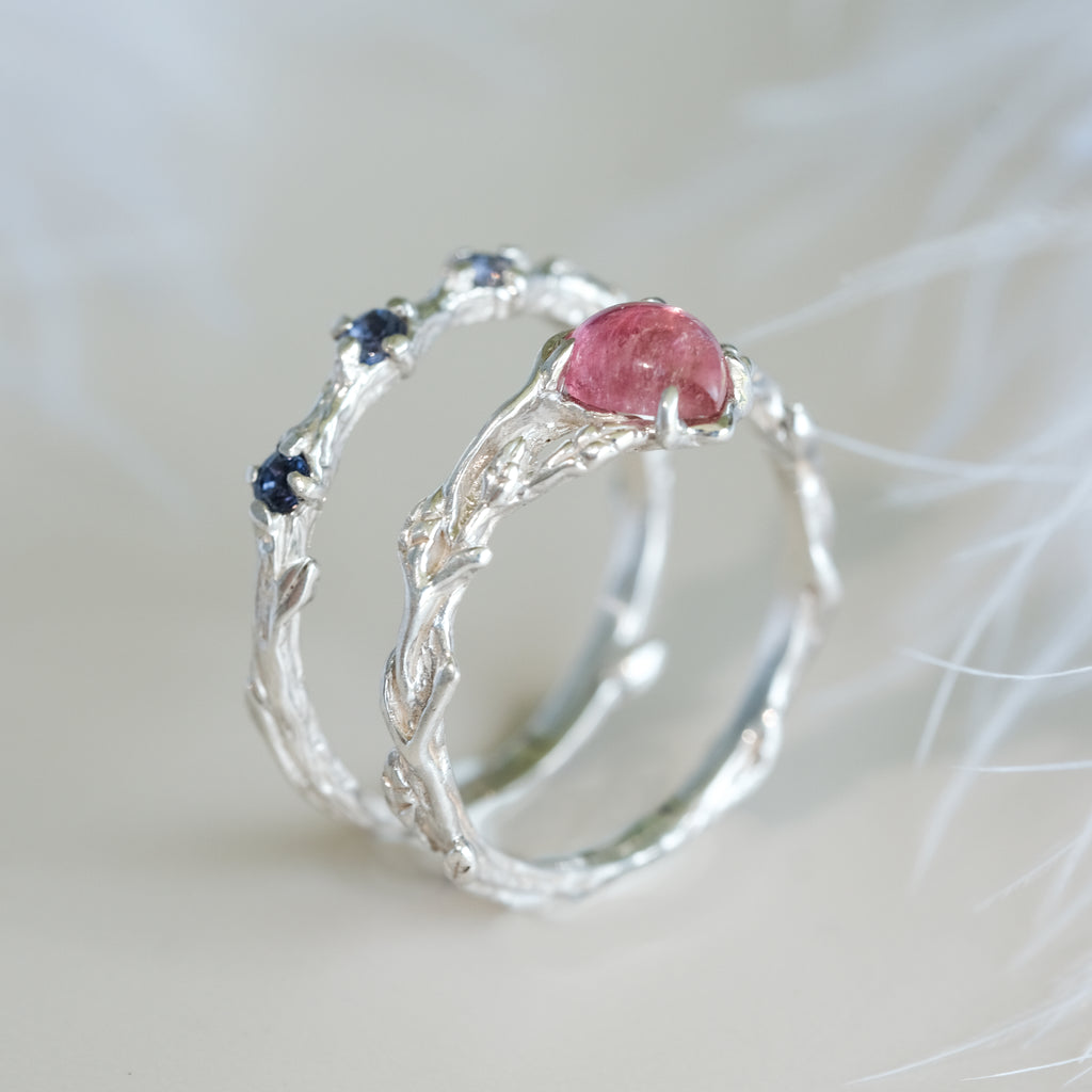 Nature Inspired medieval Solid Gold Royal wedding ring set Blossom