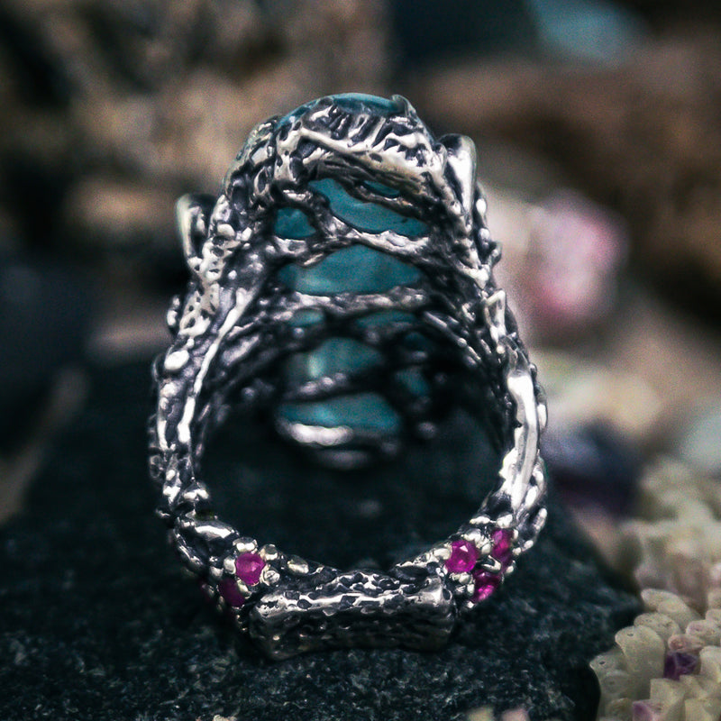 Sea-themed ring “Oceania” with large aquamarine