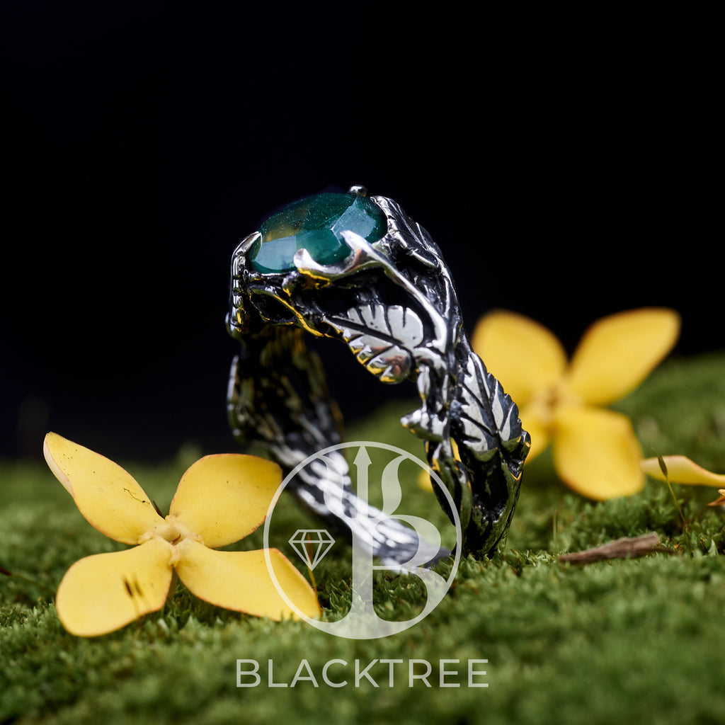 Moss Agate Ring “Sierra'' 