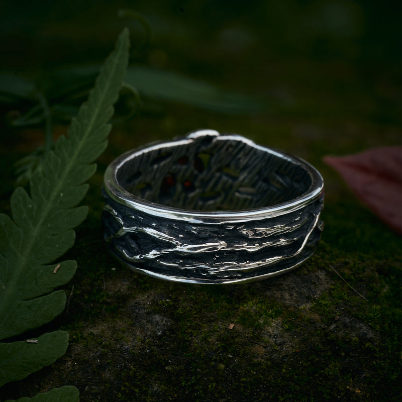 Silver Amber ring by BlackTreeLab