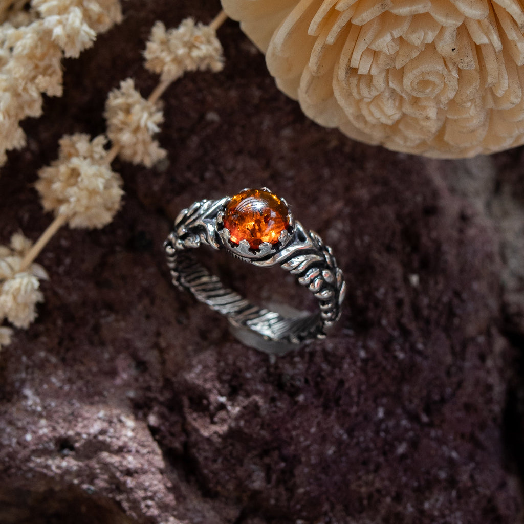 Sterling Silver Amber Engagement Ring Ana
