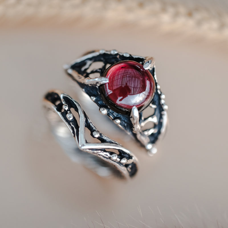 Stackable Garnet Rings Sterling Silver 925