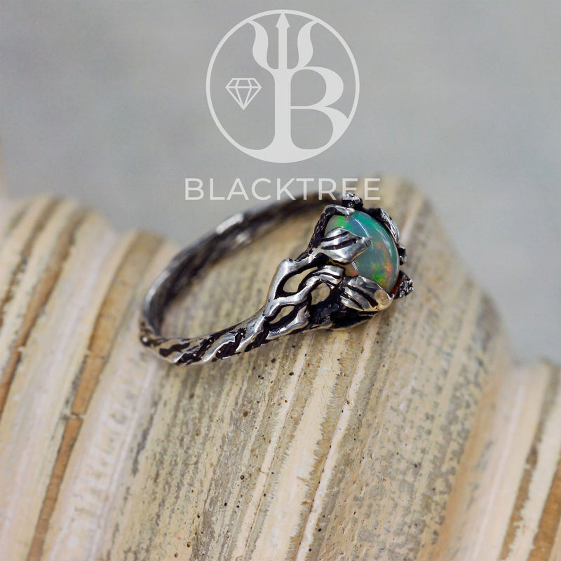 Fire Opal Silver Engagement Ring "Chloe"