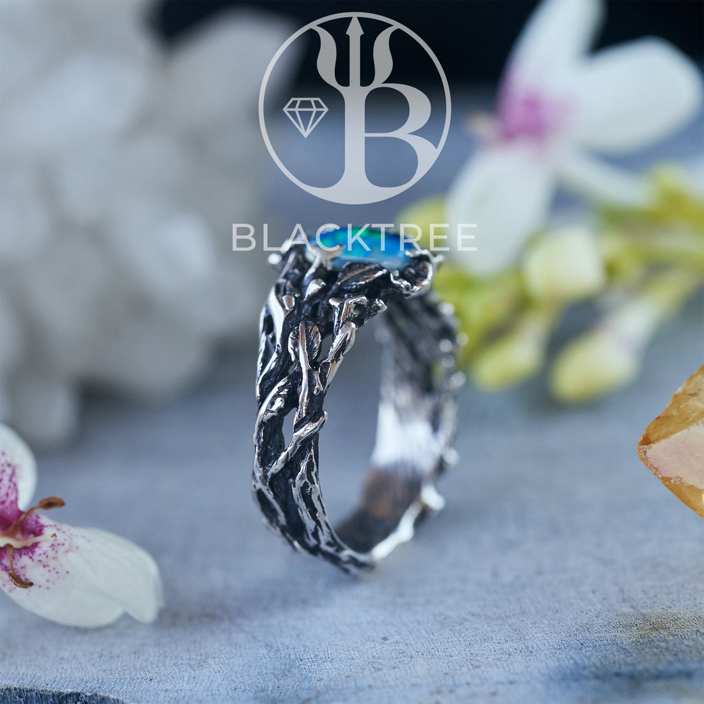 Engagement Boulder Fire Opal Ring "Blythe"