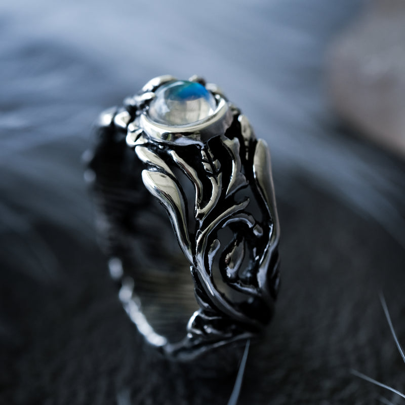 Wedding Ring for Him with Moonstone "Luna"