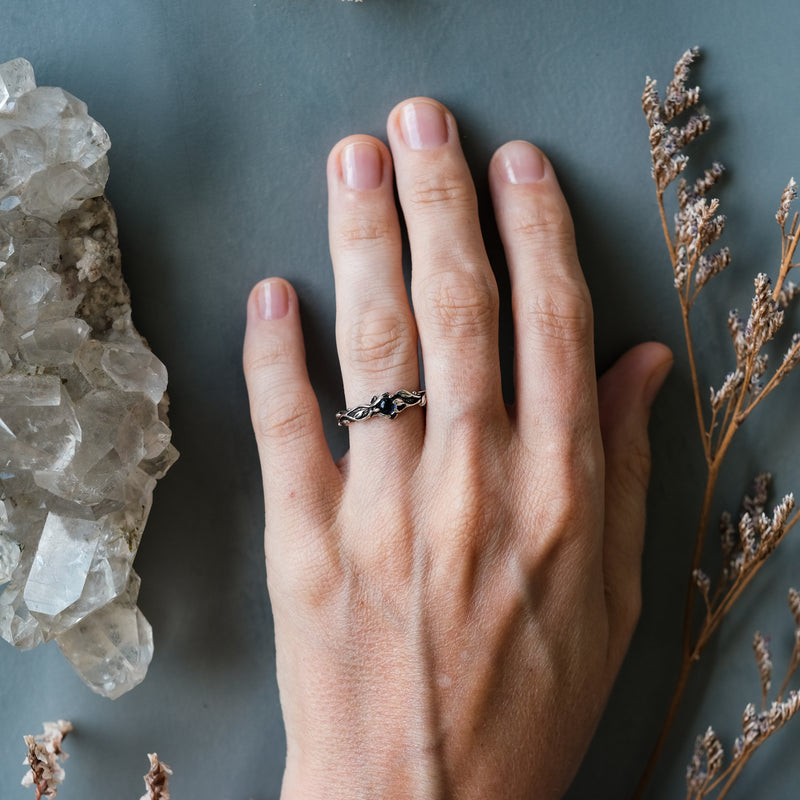 Sterling Silver Iolite Engagement Ring Violha on hand