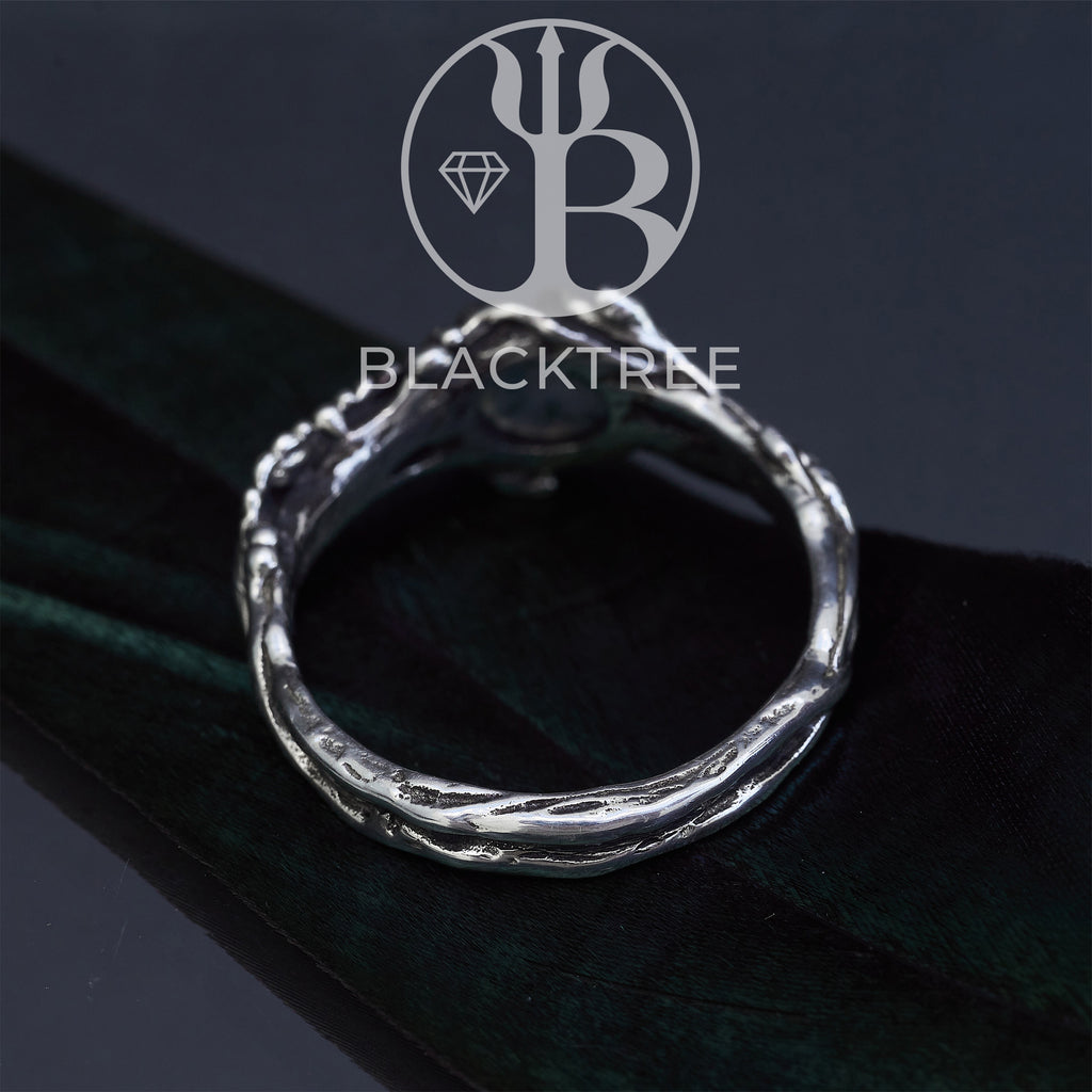 Moss Agate Ring "Linda" backside