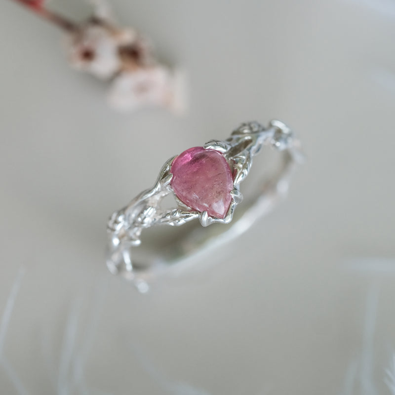 Pink Tourmaline Sterling Silver Ring Blossom