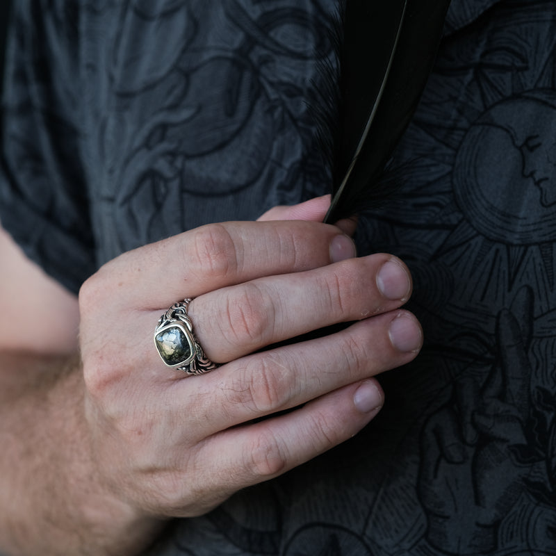 Silver Pyrite Ring for men "Volant"