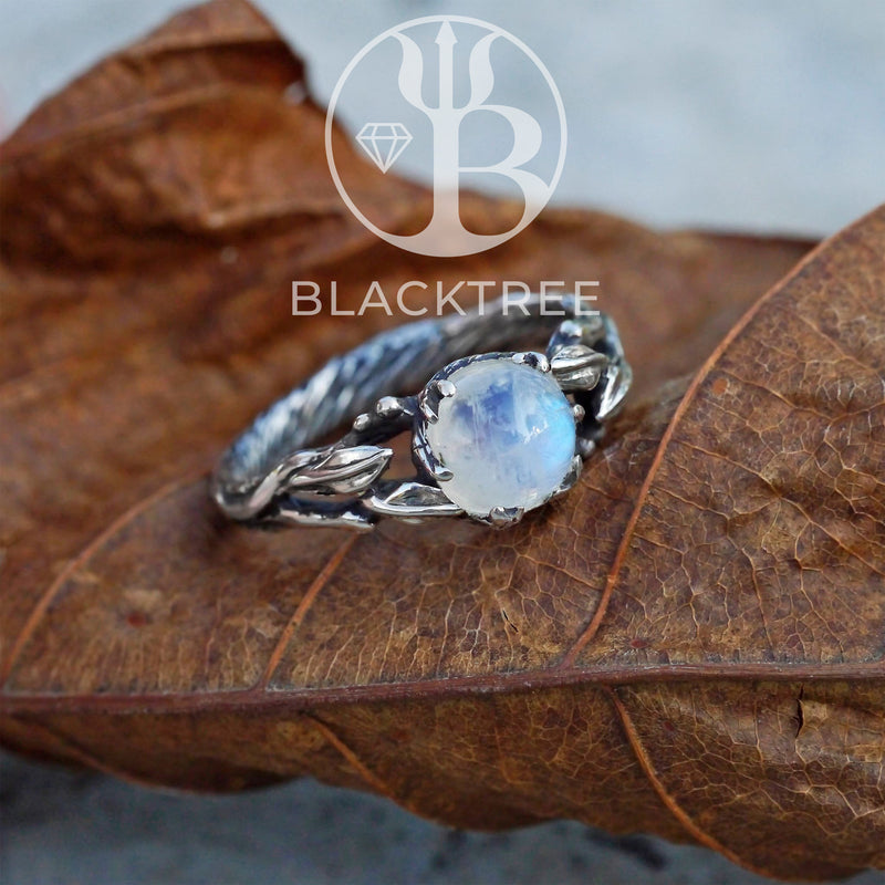 Sterling Silver Rainbow Moonstone Ring "Louise"